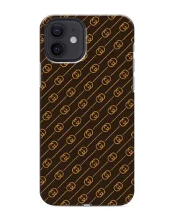 Чехол для iPhone 12 mini с картинкой «Gucci — золотые диагонали»