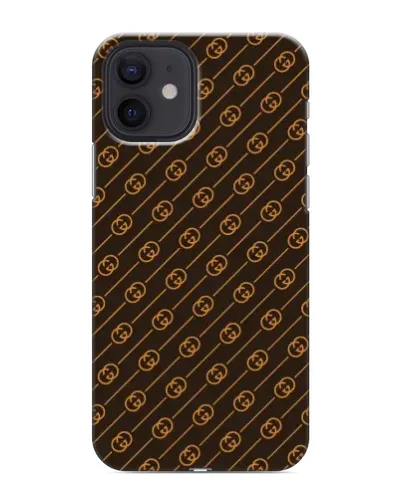 Чехол для iPhone 12 mini с картинкой «Gucci — золотые диагонали»