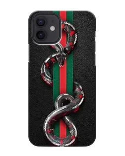 Чехол для iPhone 12 mini с картинкой «Gucci — змея на полосе»