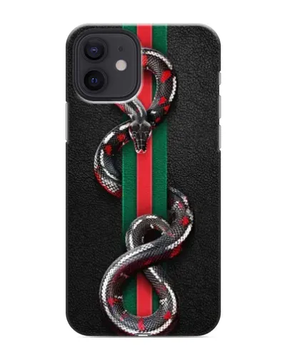 Чехол для iPhone 12 mini с картинкой «Gucci — змея на полосе» Чехол для iPhone 12 mini с картинкой «Gucci — змея на полосе»