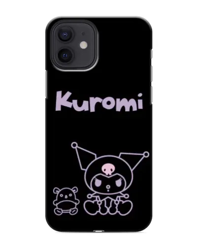 Чехол для iPhone 12 mini с картинкой «Kuromi — черный минимализм»