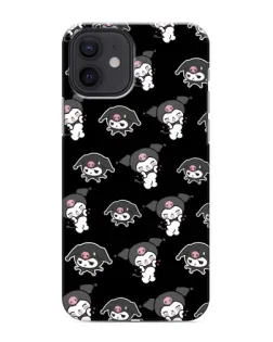 Чехол для iPhone 12 mini с картинкой «Черный паттерн Kuromi»
