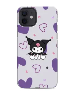 Чехол для iPhone 12 mini с картинкой «Kuromi и лавандовые сердца»