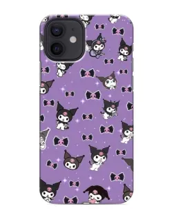 Чехол для iPhone 12 mini с картинкой «Kuromi — паттерн»