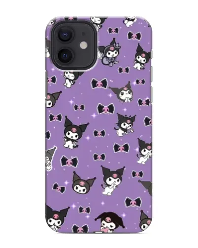 Чехол для iPhone 12 mini с картинкой «Kuromi — паттерн»