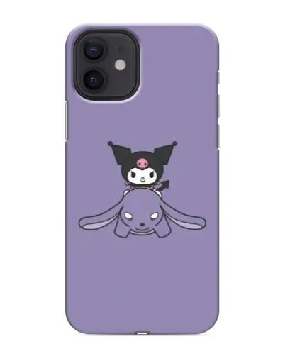 Чехол для iPhone 12 mini с картинкой «Kuromi на лиловом фоне»