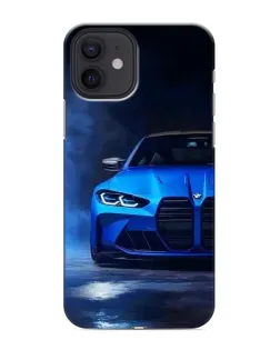 Чохол для iPhone 12 mini з картинкою «Блакитна BMW M4»
