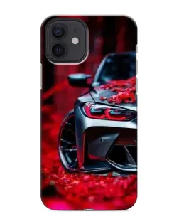 Чохол для iPhone 12 mini з картинкою «Спортивна BMW та квіти»