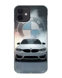 Чехол для iPhone 12 mini с картинкой «BMW в белом дыму»
