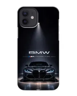 Чехол для iPhone 12 mini с картинкой «BMW сквозь ночной город»