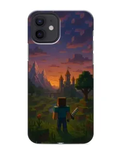 Чехол для iPhone 12 mini с картинкой «Стив у башни»