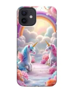 Чохол для iPhone 12 mini з картинкою «Веселка і єдинороги»