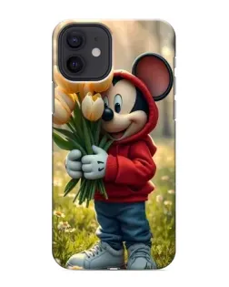 Чохол для iPhone 12 mini з картинкою «Міккі з тюльпанами»