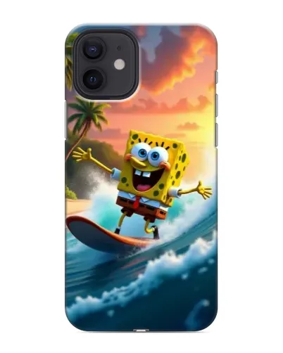 Чохол для iPhone 12 mini з картинкою «Губка Боб серфінгіст»