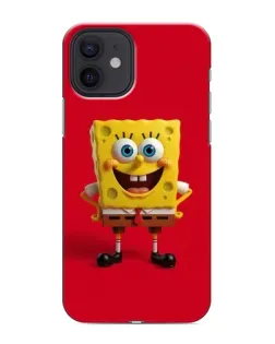 Чохол для iPhone 12 mini з картинкою «Спанч Боб на червоному»