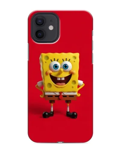 Чохол для iPhone 12 mini з картинкою «Спанч Боб на червоному»