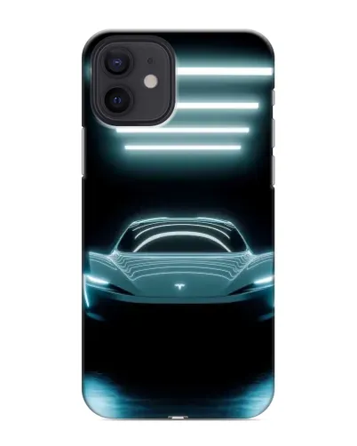 Чохол для iPhone 12 mini з картинкою «Tesla в неоні»