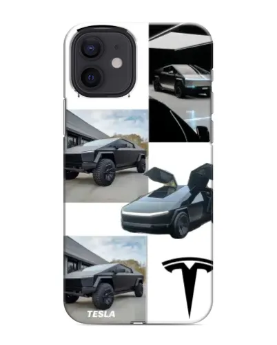 Чохол для iPhone 12 mini з картинкою «Колаж Cybertruck Tesla»