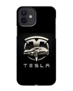 Чохол для iPhone 12 mini з картинкою «Tesla — срібне авто»