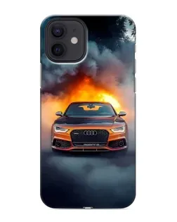 Чохол для iPhone 12 mini з картинкою «Audi у вогняному диму»