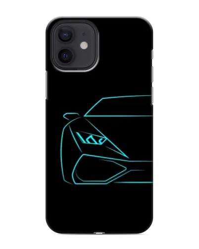 Чохол для iPhone 12 mini з картинкою «Блакитний силует Lamborghini»
