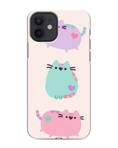 Чохол для iPhone 12 mini з картинкою «Pusheen тріо»