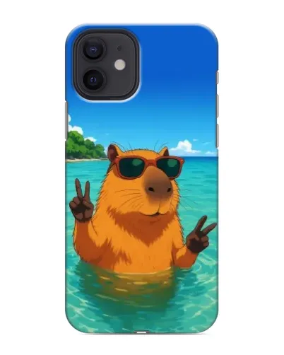 Чехол для iPhone 12 mini с картинкой «Морская капибара»