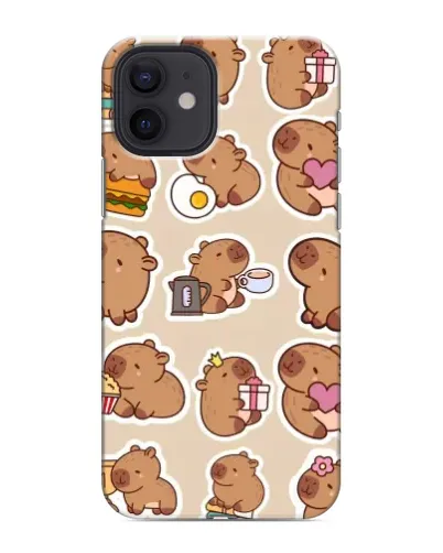 Чехол для iPhone 12 mini с картинкой «Капибары паттерн»