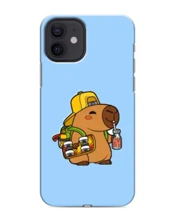 Чехол для iPhone 12 mini с картинкой «Капибара на скейте»