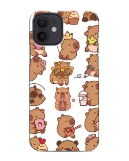 Чехол для iPhone 12 mini с картинкой «Стикерпак с капибарами»