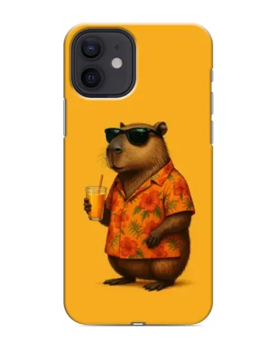 Чехол для iPhone 12 mini с картинкой «Капибара на отдыхе»