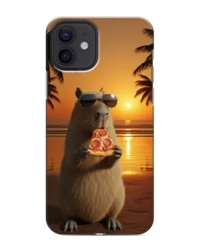 Чехол для iPhone 12 mini с картинкой «Капибара с пиццей»