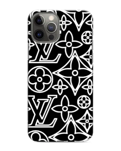 Чехол для iPhone 12 Pro Max с картинкой «Черно-белый узор LV»