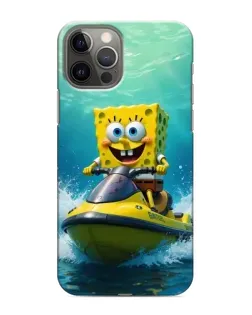 Чехол для iPhone 12 Pro Max с картинкой «Спанч Боб на гидроцикле»