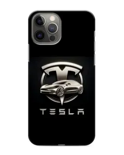 Чехол для iPhone 12 Pro Max с картинкой «Tesla — серебристое авто»