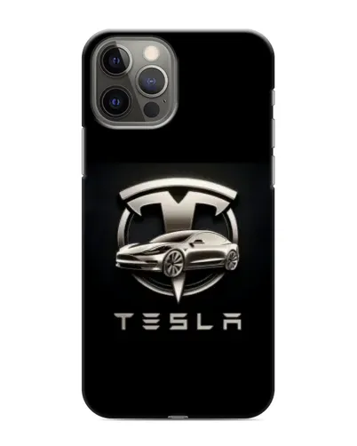 Чехол для iPhone 12 Pro Max с картинкой «Tesla — серебристое авто»