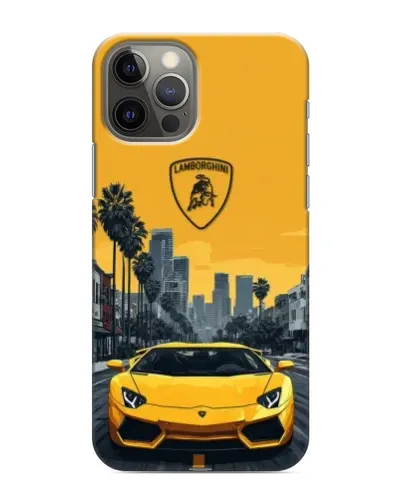 Чехол для iPhone 12 Pro Max с картинкой «Желтый Lamborghini город» Чехол для iPhone 12 Pro Max с картинкой «Желтый Lamborghini город»
