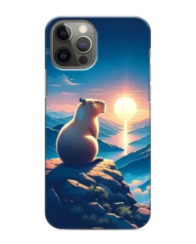 Чехол для iPhone 12 Pro Max с картинкой «Закат солнца с капибарой»