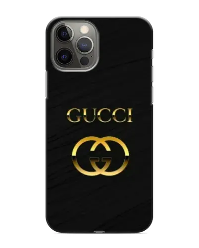 Чохол для iPhone 12 Pro з картинкою «Золотий логотип Gucci»