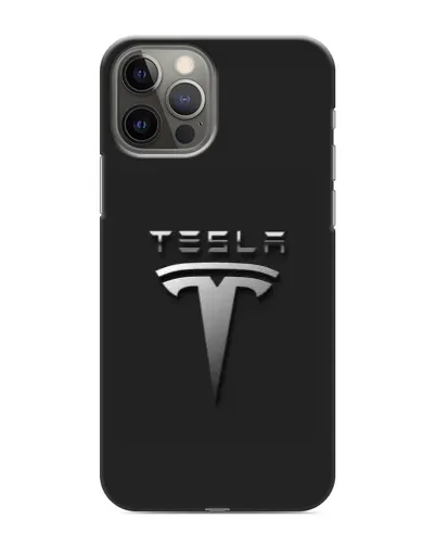 Чохол для iPhone 12 Pro з картинкою «Сталевий логотип Tesla»