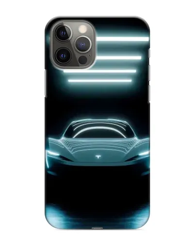 Чохол для iPhone 12 Pro з картинкою «Tesla в неоні»