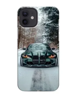 Чохол для iPhone 12 з картинкою «BMW у зимовому лісі»