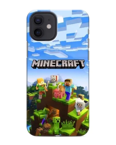 Чехол для iPhone 12 с картинкой «Minecraft классический мир»