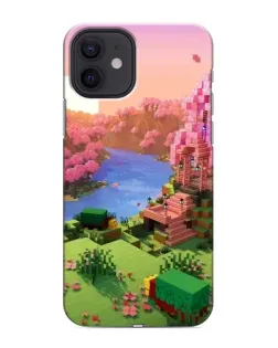 Чехол для iPhone 12 с картинкой «Розовое дерево Minecraft»