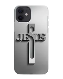 Чехол для iPhone 12 с картинкой «Металлический крест Jesus»