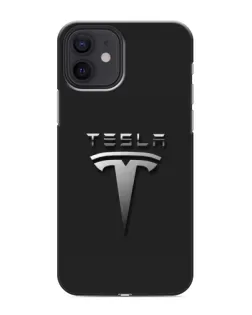 Чохол для iPhone 12 з картинкою «Сталевий логотип Tesla»