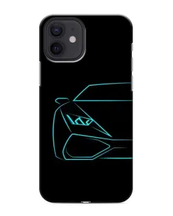 Чохол для iPhone 12 з картинкою «Блакитний силует Lamborghini»