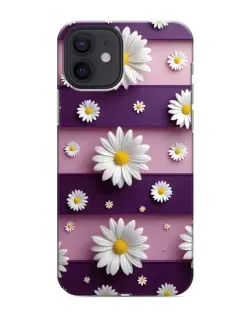 Чохол для iPhone 12 з картинкою «Ромашки на фіолетовому»