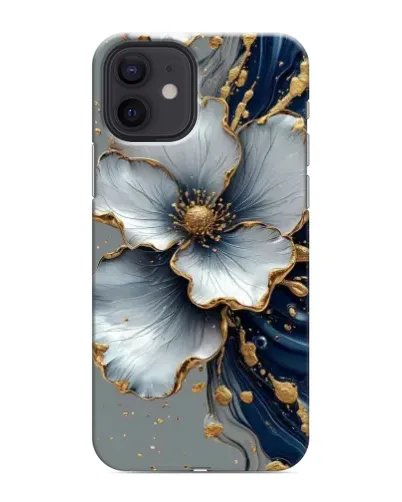 Чохол для iPhone 12 з картинкою «Біла квітка та золотий флюїд»