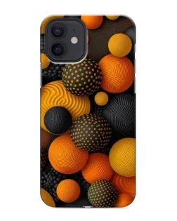 Чохол для iPhone 12 з картинкою «Об'ємні помаранчеві сфери»